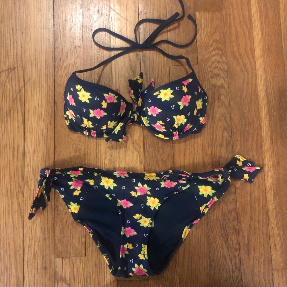 Hollister Navy Blue Floral Bikini